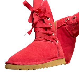 UGG Vibrant Red Lace-Up Boots